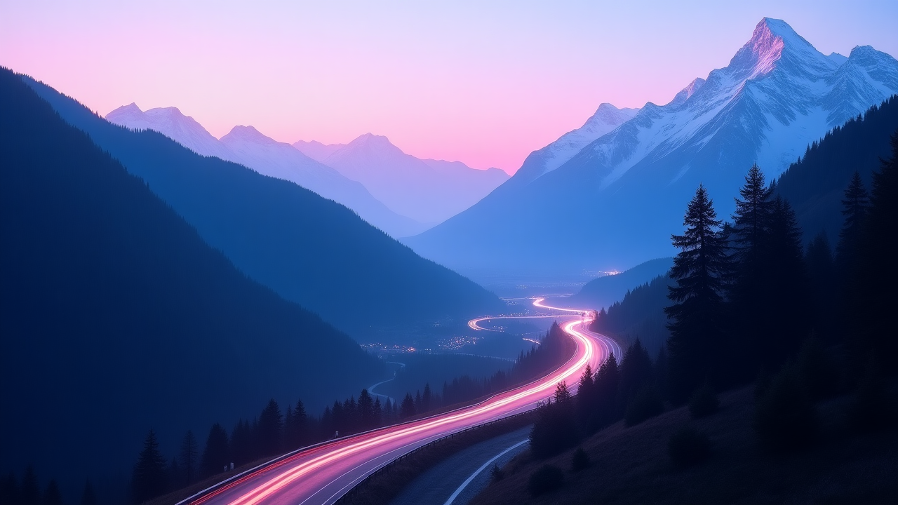 Österreichische Autobahn mit Bergen im Hintergrund