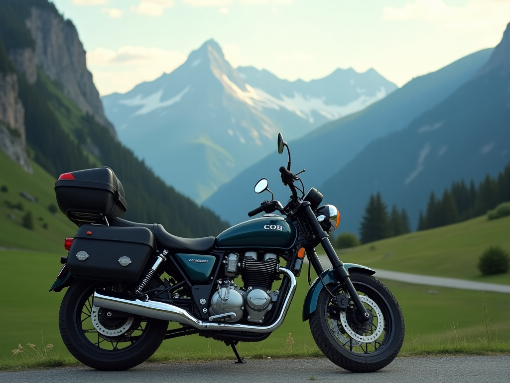 Motorrad mit korrekt angebrachter Vignette